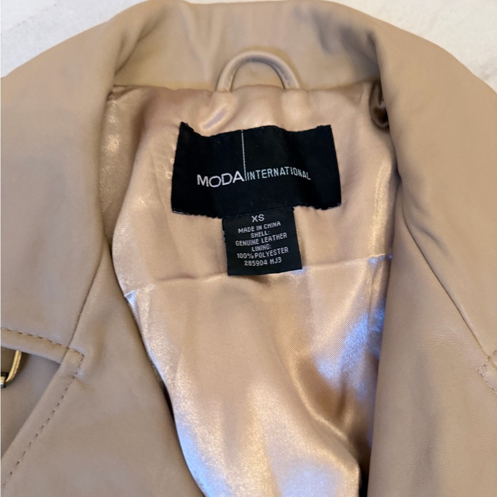 Moda International Beige Leather Jacket